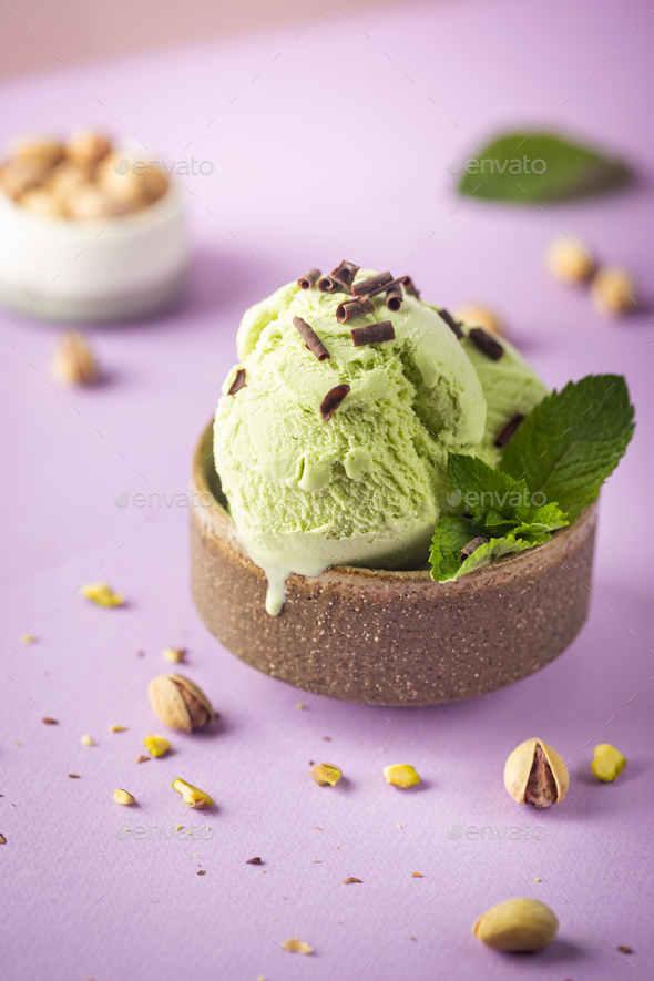 Pistachio ice cream Stock Photo by ipolly80 PhotoDune